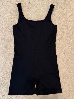 Black Ribbed Tank Romper Jumpsuit